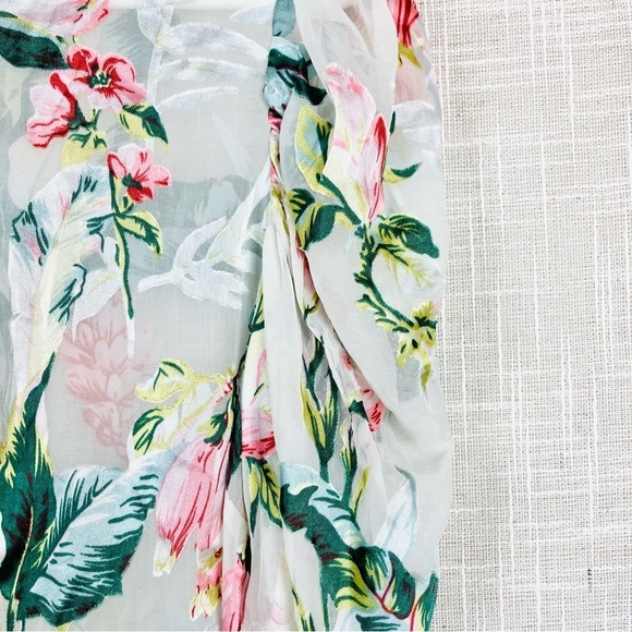 Amanda Uprichard Puff Sleeve Sheer Burnout Floral Organza Blouse Top - Picture 4 of 5